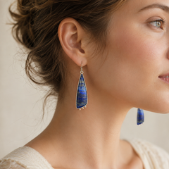 Celestial Lapis Long Drop Earrings