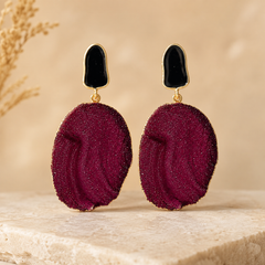 Bordeaux Druzy Statement Earrings