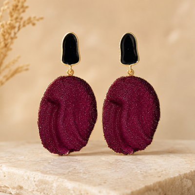 Bordeaux Druzy Statement Earrings