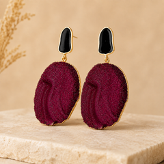Bordeaux Druzy Statement Earrings