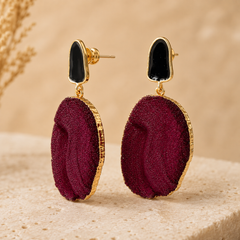 Bordeaux Druzy Statement Earrings