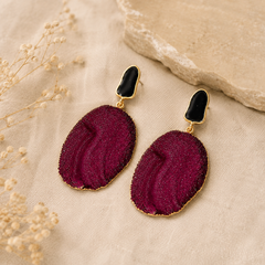 Bordeaux Druzy Statement Earrings