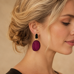 Bordeaux Druzy Statement Earrings
