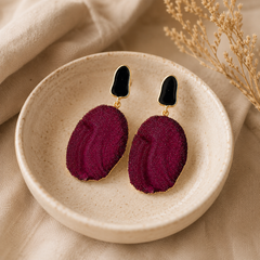Bordeaux Druzy Statement Earrings