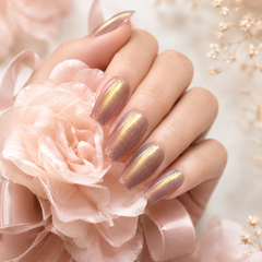 Champagne Gold Cat Eye Press On Nails | Short Square Fake Nails
