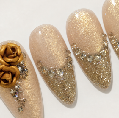 Champagne Gold Rose Press-On Nails