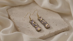 Vintage Black Crystal Drop Earrings | Handmade Gold Resin Floral Earrings