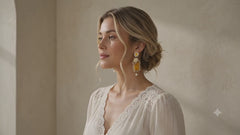 Yellow Crystal Flower Necklace & Earrings Set | Vintage Gold Floral Jewelry