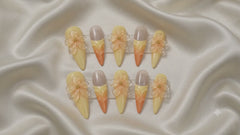 3D Floral Press On Nails | Lemon Yellow Handmade Gel Nails – AMBERÉA