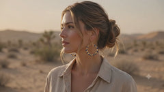 Cobalt Blue Beaded Hoop Earrings | Gold Statement Earrings