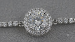 Moissanite Tennis Bracelet | Round Cut Halo Luxury Bracelet for Women – AMBERÉA