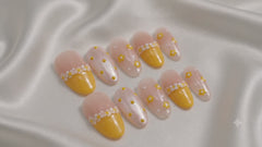Yellow Daisy Press On Nails | Handmade Floral Gel Nails