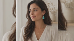 Turquoise Blue Drop Earrings | Silver Gemstone Statement Earrings