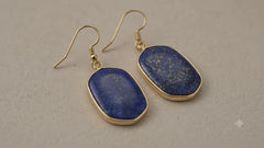 Lapis Lazuli Drop Earrings | Gold Blue Gemstone Statement Earrings