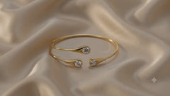 Gold Crystal Open Cuff Bracelet | Minimalist Adjustable Women’s Bangle by AMBERÉA