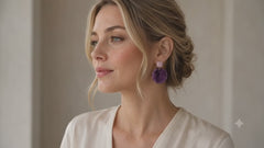 Purple Resin Statement Earrings | Oversized Vintage Drop Earrings